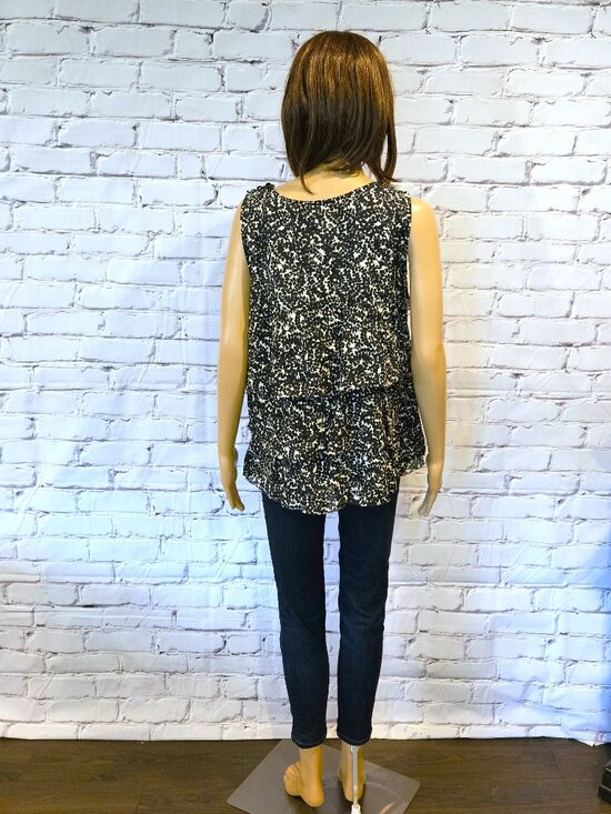 J. Crew, 100% silk black and white sleeveless tiered ruffle blouse - Picture 8 of 10